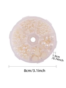 1盒各種尺寸的仿珍珠，塑料半圓形散珠，適用於指甲藝術，DIY手工藝與服裝飾品 - 米色 - 查看 2