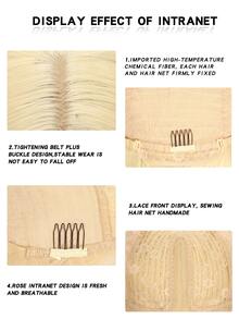 13*4*1蕾絲長款小波浪人造假髮 - 米色 - 查看 5