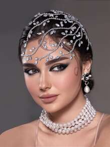 Royal Rhinestone Decor Bridal Hair Comb Tiaras - Silver - View 1