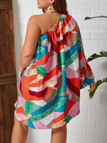 SHEIN VCAY Đầm Plus Size Bất đối xứng Tất cả trên in Giải trí - Nhiều màu - Xem 2