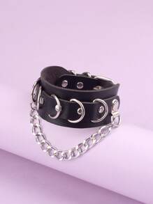 Chain Decor Bracelet - Black - View 4