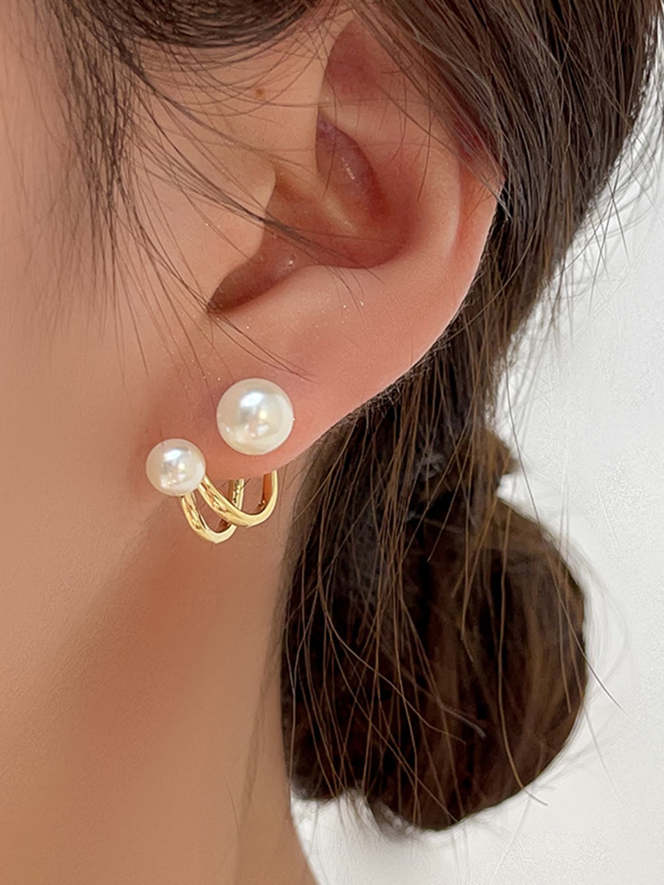 Faux Pearl Decor Earring Jackets - Multicolor - View 1