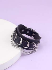 Chain Decor Bracelet - Black - View 3