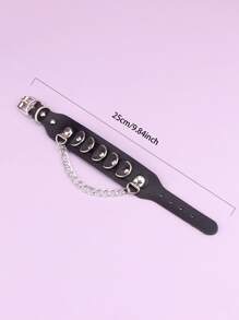 Chain Decor Bracelet - Black - View 5