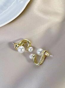Faux Pearl Decor Earring Jackets - Multicolor - View 5