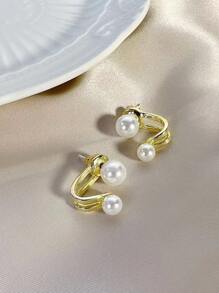 Faux Pearl Decor Earring Jackets - Multicolor - View 7