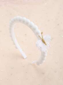 1只女孩子蝴蝶形狀毛絨球髮夾,日常裝飾 - 白色 - 查看 4