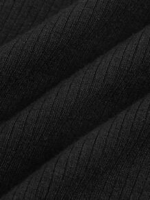 SHEIN MOD Cut Out Side Crop Tank Top - Black - View 4