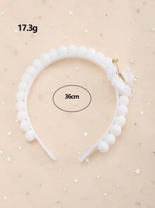 1只女孩子蝴蝶形狀毛絨球髮夾,日常裝飾 - 白色 - 查看 5
