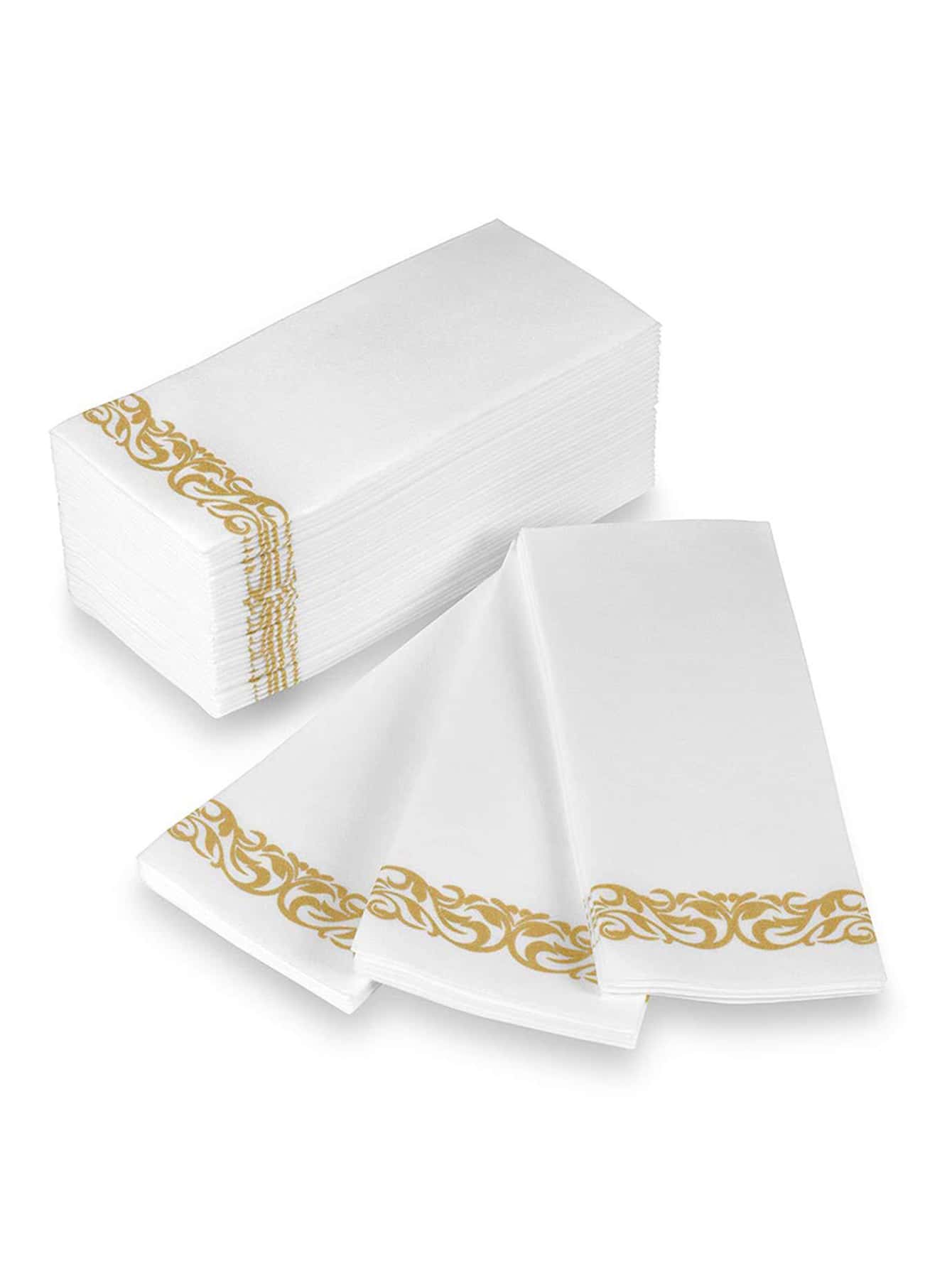 25入組/套卷軸圖案餐巾紙適用於派對 - 金色 - 查看 1