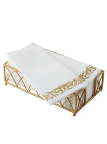 25入組/套卷軸圖案餐巾紙適用於派對 - 金色 - 查看 2