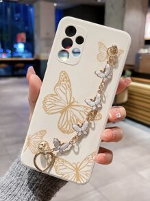 Butterfly Print Phone Case With Hand Strap Holder Compatible With IPhone15/15Plus/15Pro/15Promax,International Version, Not The Domestic Version - Multicolor - View 1