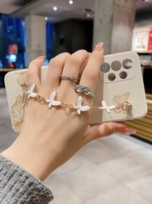 Butterfly Print Phone Case With Hand Strap Holder Compatible With IPhone15/15Plus/15Pro/15Promax,International Version, Not The Domestic Version - Multicolor - View 6