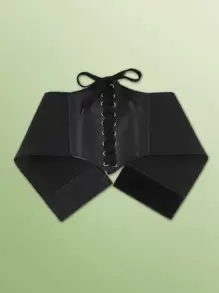 ROMWE Fairycore Thắt lưng Corset buộc dây phía trước Valentine - màu đen - Xem 1