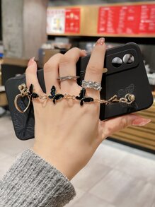 蝴蝶图案手机壳，带手带 - 彩色 - 查看 4