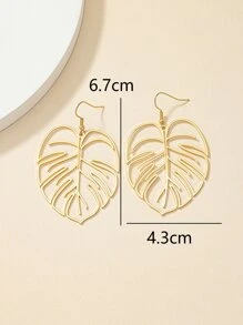 Leaf Drop Earrings - Yellow Gold - View 4
