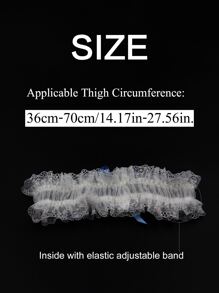 蝴蝶結裝飾蕾絲邊新娘吊襪帶 - 白色 - 查看 7