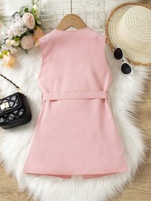 小女童腰帶外套馬甲和吊帶洋裝