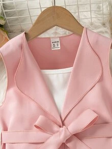 小女童腰帶外套馬甲和吊帶洋裝