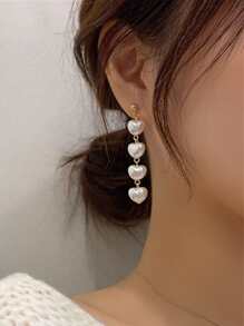 Pendientes largos con corazón - Amarillo Oro - Ver 1