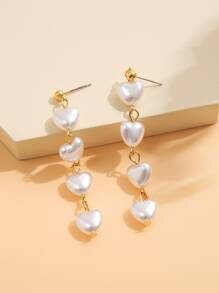 Pendientes largos con corazón - Amarillo Oro - Ver 2