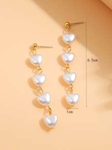 Pendientes largos con corazón - Amarillo Oro - Ver 3