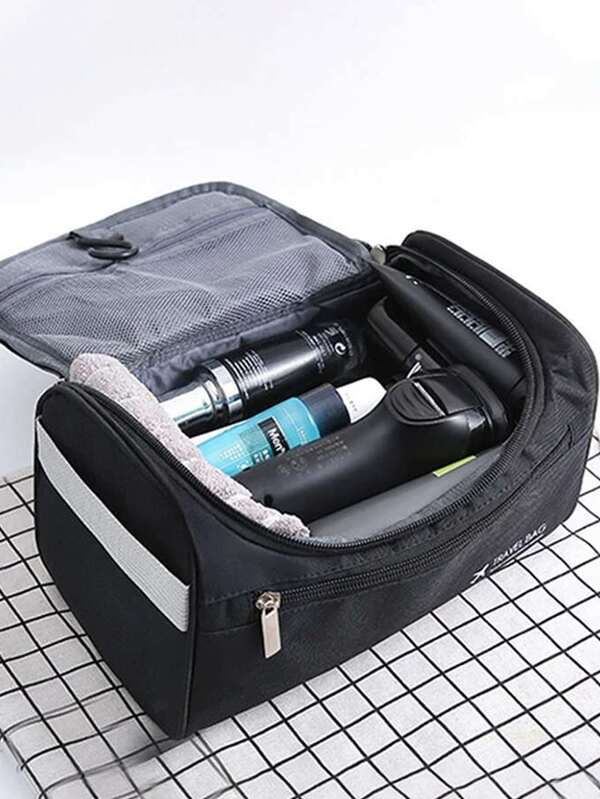 1pc Black Storage Bag, Polyester Travel Storage Bag For Travel