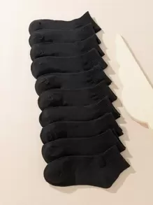10pairs Men Solid Ankle Socks - Black - View 2