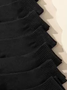 10pairs Men Solid Ankle Socks - Black - View 3