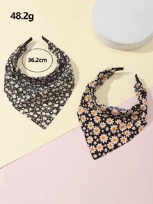 2pcs Girls Flower Print Headband - Multicolor - View 3