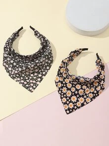 2pcs Girls Flower Print Headband - Multicolor - View 5