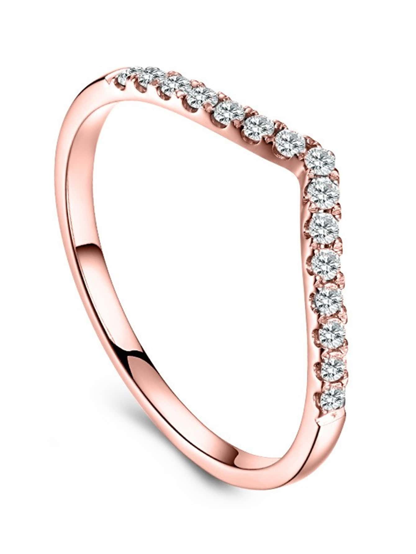 1pc Micro-Inlaid Zirconia Crown Ring, Bridal Jewelry For Women - Rose Gold - View 1