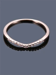 1pc Micro-Inlaid Zirconia Crown Ring, Bridal Jewelry For Women - Rose Gold - View 3