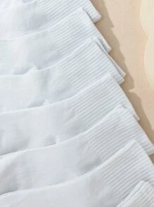10pairs Men Solid Crew Socks - White - View 3