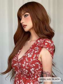 Nâu Dài 28 Inch Xoăn Tổng Hợp Tóc Giả Với Bangs Cho Nữ Tự Nhiên Sóng Thân Tóc Giả Dành Cho Bữa Tiệc Hàng Ngày Cosplay chịu Nhiệt Tóc Giả - màu nâu - Xem 4