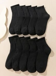 10pairs Men Best Socks Solid Crew Socks - Black - View 1