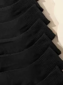 10pairs Men Best Socks Solid Crew Socks - Black - View 3