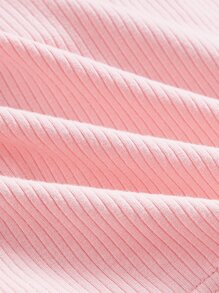 SHEIN MOD 素色胸部褶皺短款T恤 - 淺粉色 - 查看 4