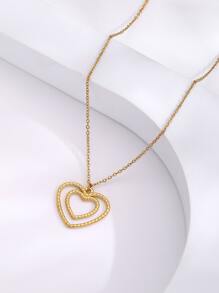 Collar con accesorio de corazón - Amarillo Oro - Ver 2