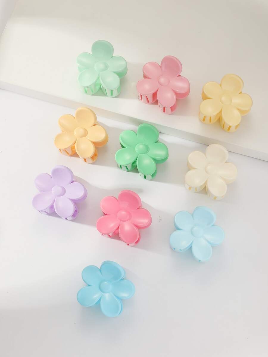 10 cái/bộ Thiết kế nguyên bản thời trang Matte Blossom Hair Claw Clip, Thích hợp để đeo hàng ngày - Nhiều màu - Xem 1
