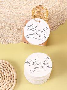 50pcs/set Paper Gift Wrap Tag, Slogan Graphic Gift Label For Party - Multicolor - View 1