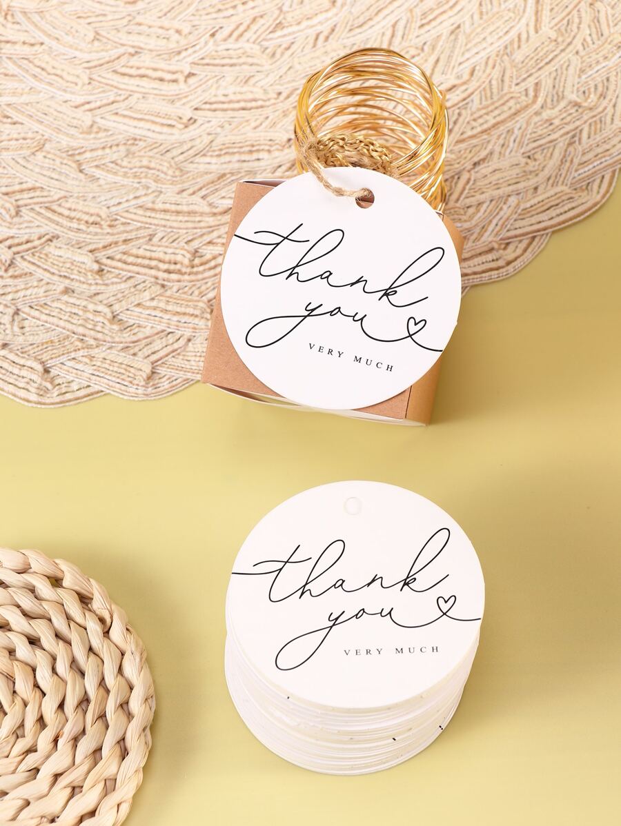 50pcs/set Paper Gift Wrap Tag, Slogan Graphic Gift Label For Party - Multicolor - View 1