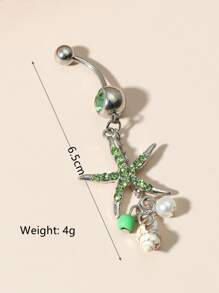 Đá Sao Biển Trang Trí Rốn Bụng Vòng Thép Không Gỉ Phổ Biến Xuyên Cơ Thể Món Quà Trang Sức Cho Phụ Nữ Và Nam Giới, Trang Sức Inox - màu xanh lá - Xem 4