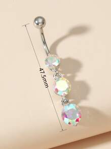 Anillo de vientre con diseño de diamante de imitación - Plateado - Ver 3