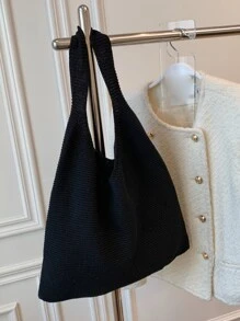 Minimalist Crochet Bag - Black - View 2