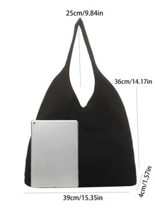 Minimalist Crochet Bag - Black - View 3