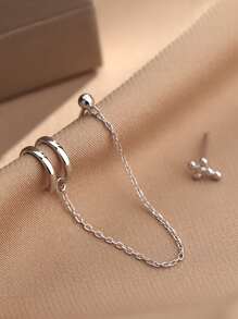 Rhinestone Cross Decor Earrings - Silver - View 2