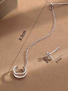 Rhinestone Cross Decor Earrings - Silver - View 4