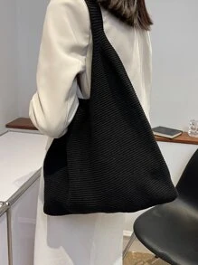 Minimalist Crochet Bag - Black - View 7