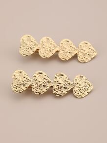 2 szt. Spinka do włosów w kształcie serca - Złoto - Zobacz 3